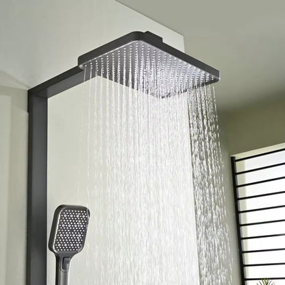 Juego de ducha de color gris metal total con 5 funciones y espectáculo de temperatura y luces LED ambientales