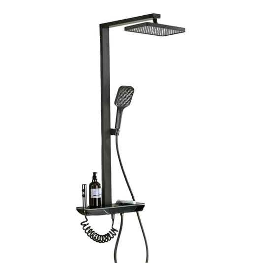 Juego de ducha de color gris metal total con 5 funciones y espectáculo de temperatura y luces LED ambientales