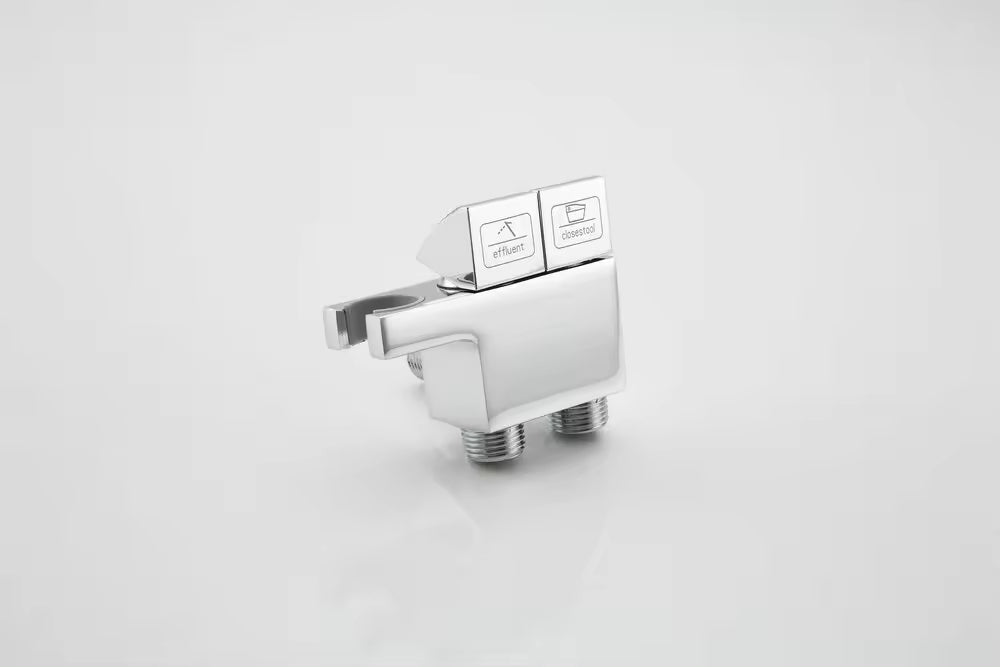 Grifo rociador para inodoro Acqua de doble ángulo con 2 interruptores de control de agua