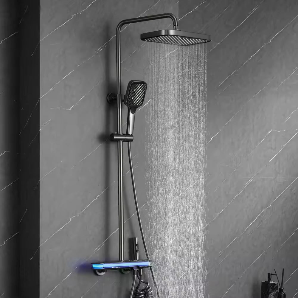 Juego de mezclador de torre de ducha de lluvia, baño inteligente Digital multifuncional, nuevo diseño, con luz LED