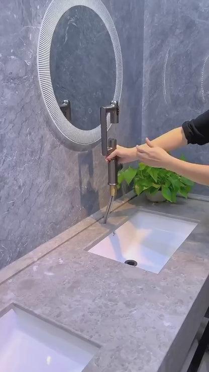 Grifo giratorio Acqua  de baño con pantalla de temperatura, sin baterías, 3 modos de agua