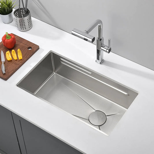 Single Bowl Workstation Kitchen Sink Set with Waterfall Faucet
