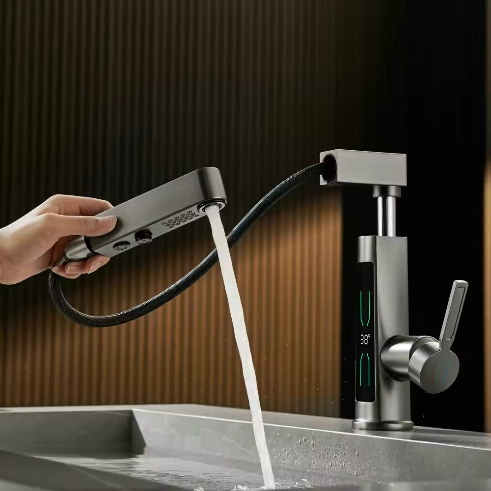 Mixer Faucet Digital Temperature Display with Pull Out Sprayer